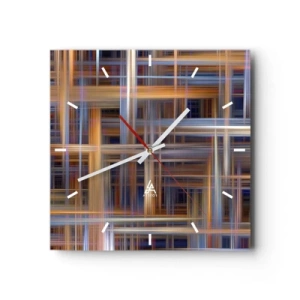 Wall clock - Clock on glass - Light Woven - 30x30 cm