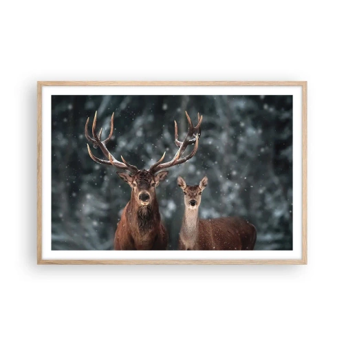 Poster in light oak frame - Master of the Forest with His Wife - 91x61 cm