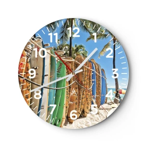 Wall clock - Clock on glass - Sunny Fun - 30x30 cm