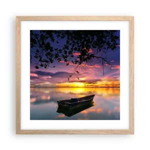 Poster in light oak frame - Serenity of the Lake - 40x40 cm