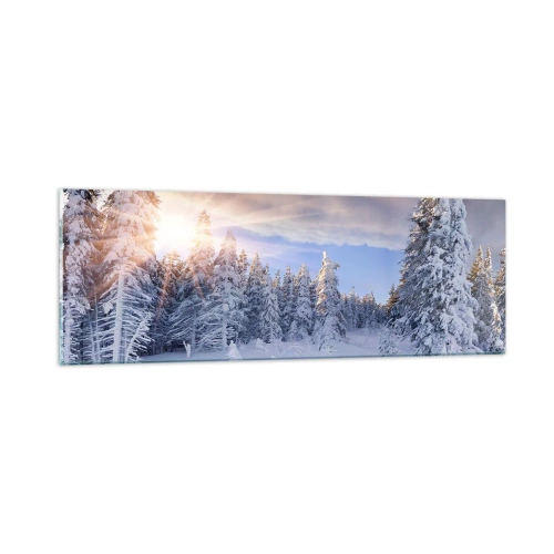 Glass picture - Snowy Spectacle of Nature - 90x30 cm