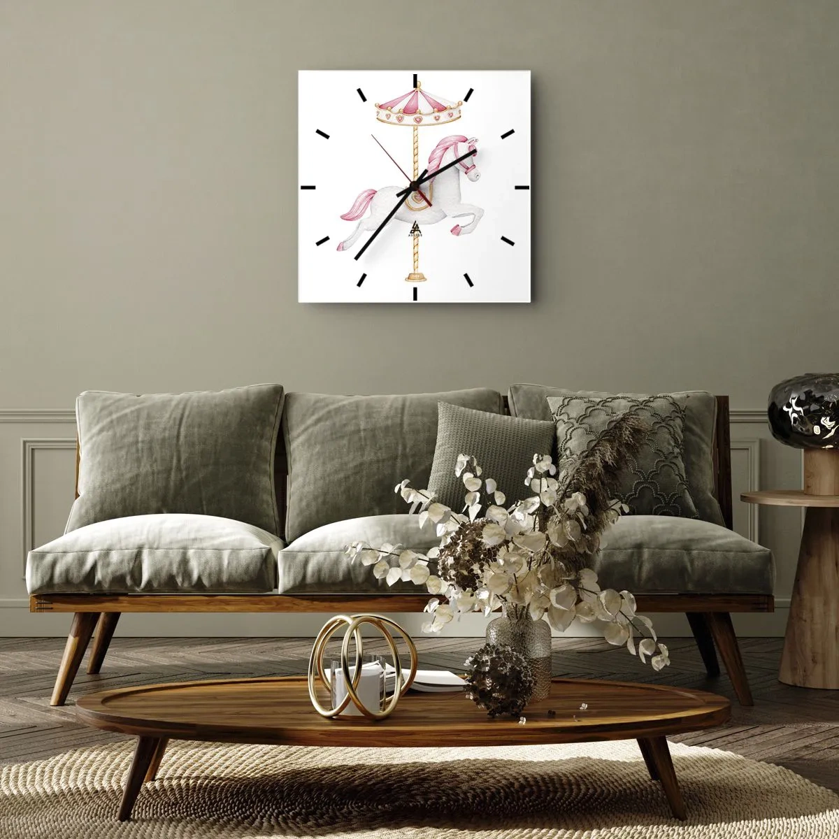 Wall clock - Clock on glass - Off the Hoofs - 40x40 cm
