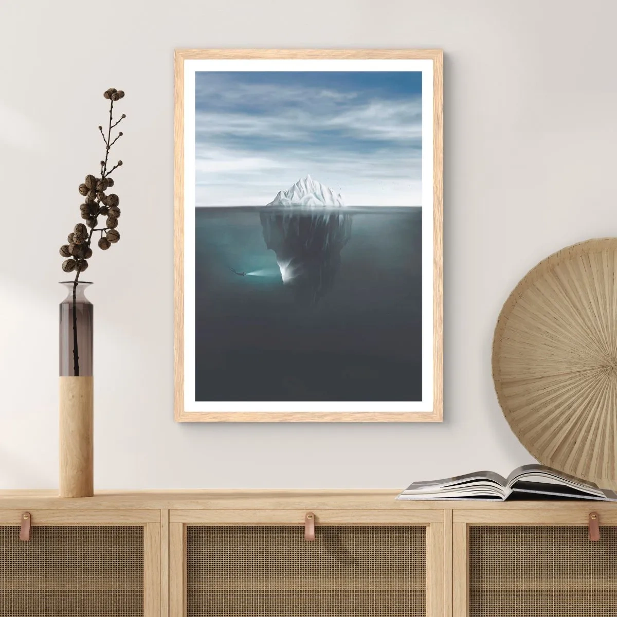 Poster in light oak frame - Underwater Secret - 70x100 cm