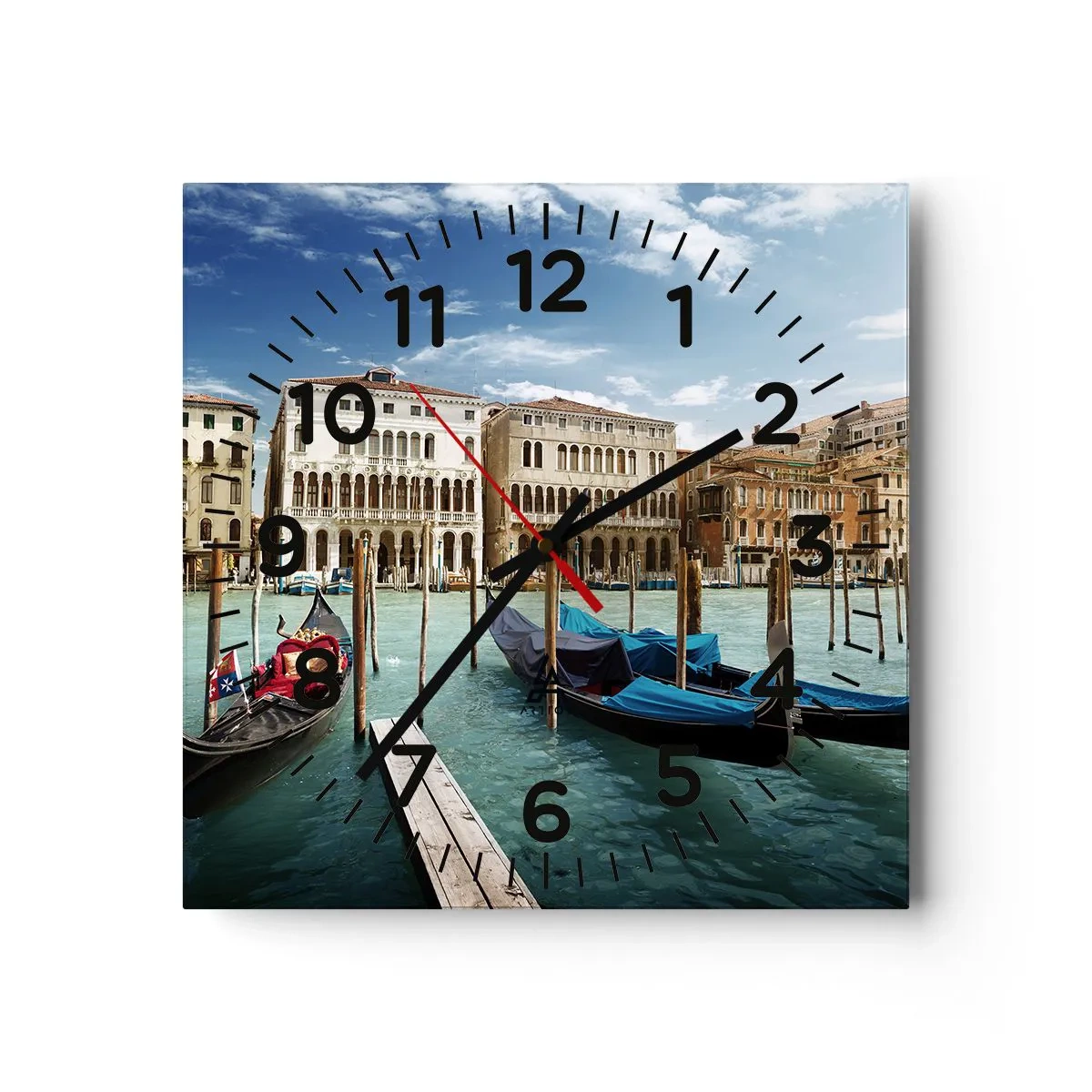 Wall clock - Clock on glass - Palaces in Blue - 30x30 cm
