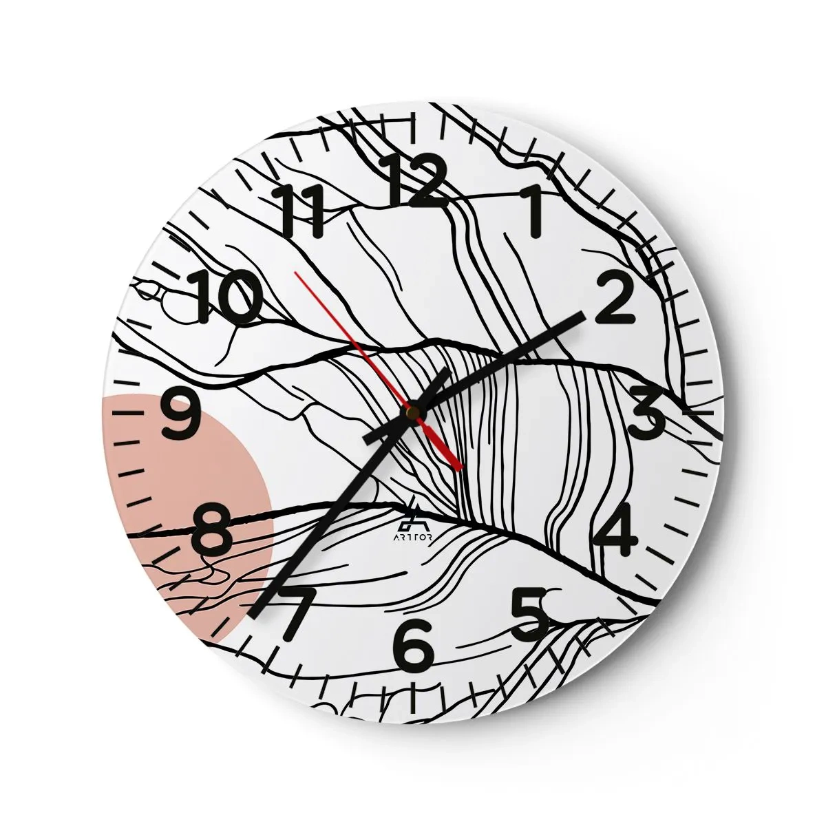 Wall clock - Clock on glass - In a Web of Twigs - 30x30 cm