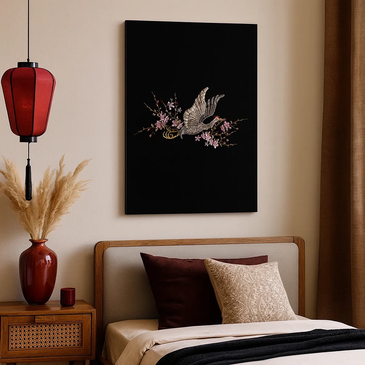 Canvas picture - Exotic, Embroidered Bird - 50x70 cm