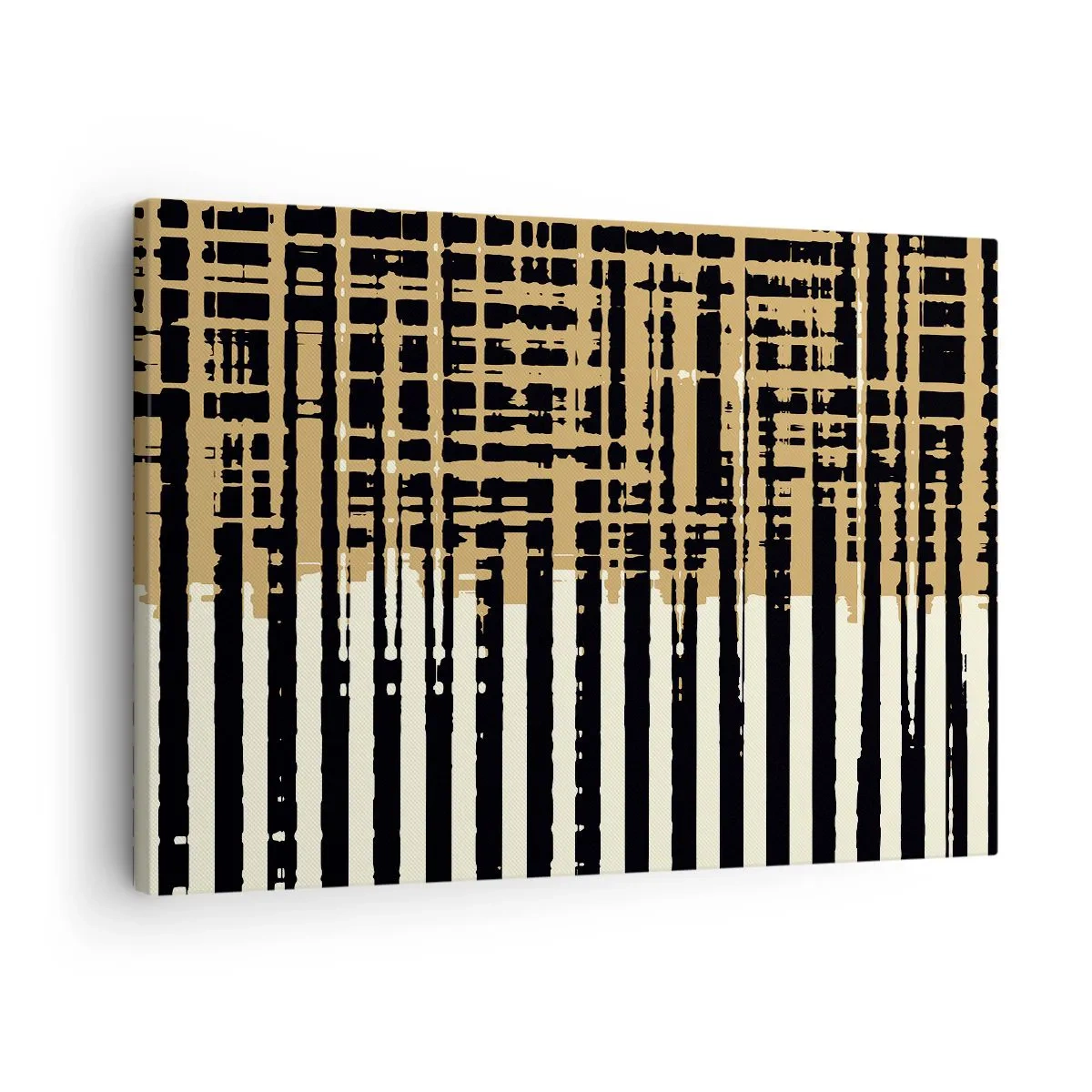 Canvas picture - Abstract lines in black, beige and white - 70x50cm - Architectural Abstract - Modern wall decoration for the living room and bedroom ARTTOR