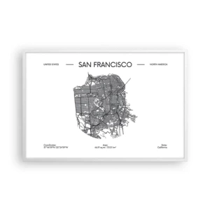 Poster in white frmae - Anatomy of San Francisco - 91x61 cm