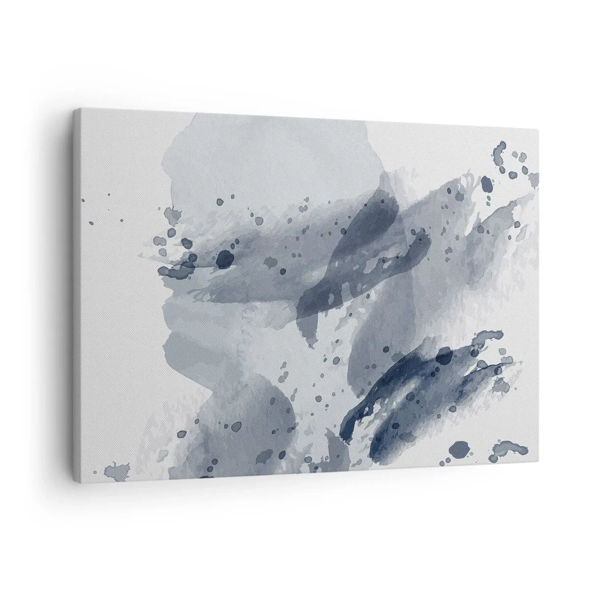 Canvas picture - Abstract spots in shades of blue on a light background - 70x50cm - Study in Nature of Water - Modern wall decoration for the living room and bedroom ARTTOR