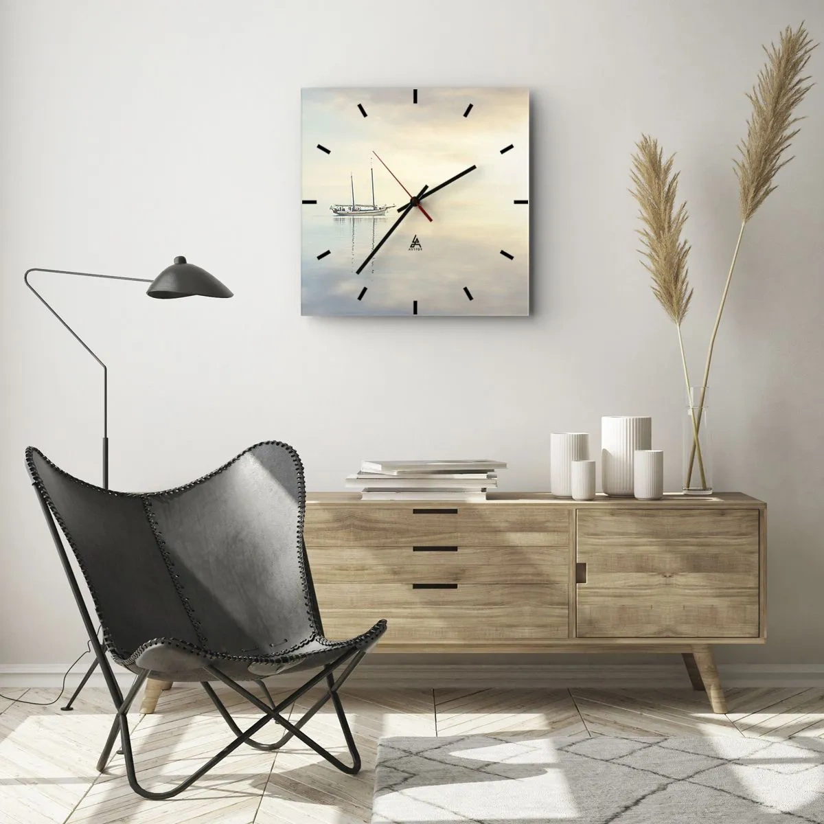 Wall clock - Clock on glass - In the Sea of Silence - 30x30 cm