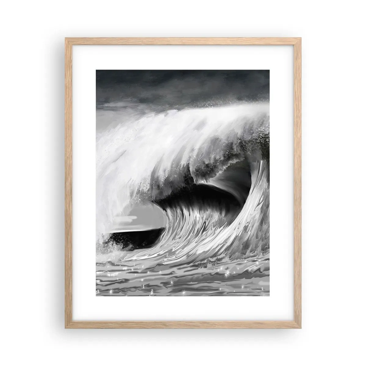 Poster in light oak frame - Wrath of the Ocean - 40x50 cm