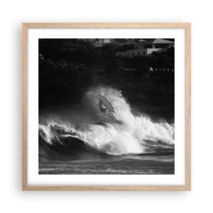 Poster in light oak frame - Challenge Accepted! - 50x50 cm