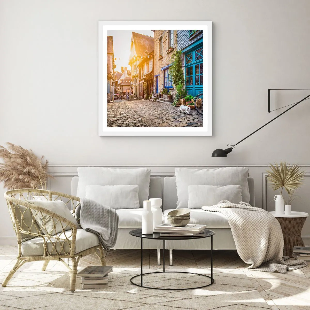 Poster in white frmae - White Spirit of a Town - 40x40 cm