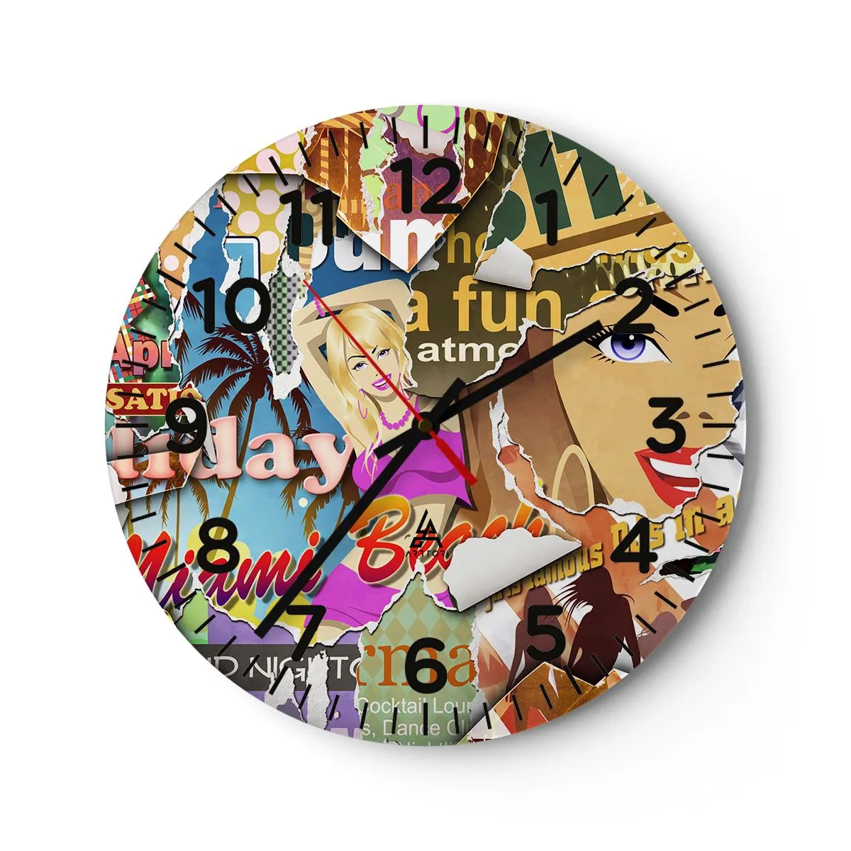 Wall clock - Clock on glass - Holiday Flashbacks - 40x40 cm