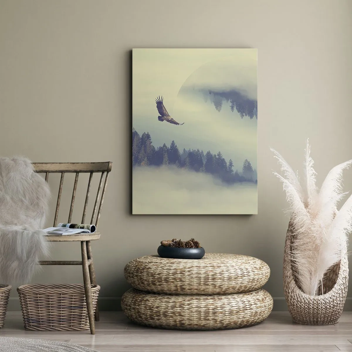 Canvas picture - Flying Eagle  - 55x100 cm