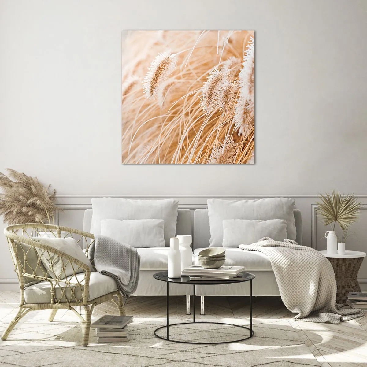 Glass picture - Golden Rustling of Grass - 40x40 cm