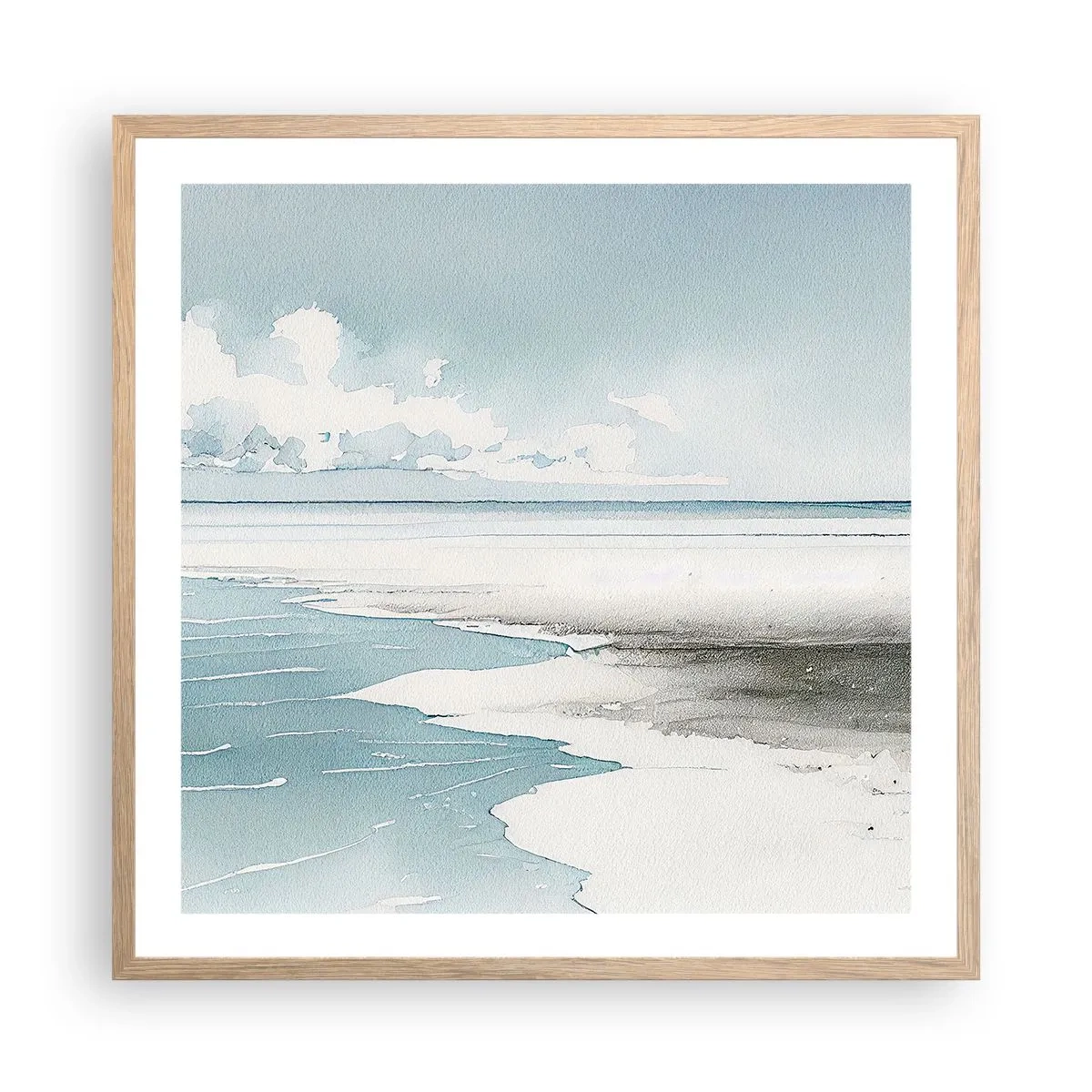 Poster in light oak frame - Gentle Tide - 60x60 cm