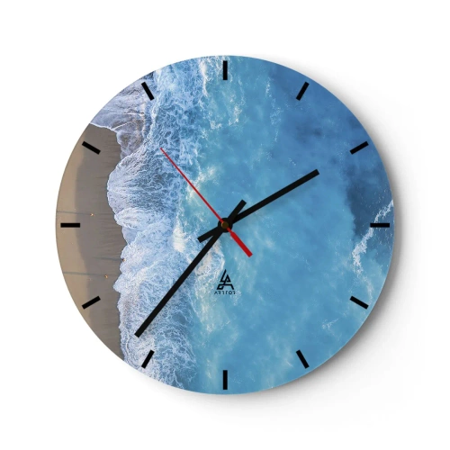Wall clock - Clock on glass - Power of the Blue - 40x40 cm