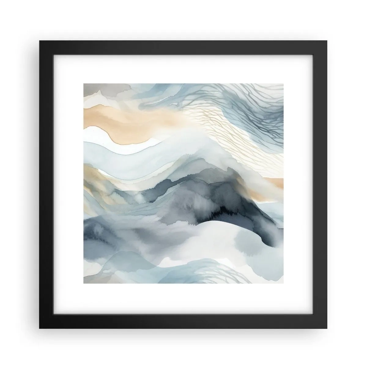 Poster in black frame - Snowy and Foggy Abstract - 30x30 cm