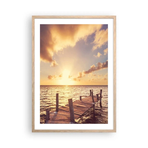 Poster in light oak frame - Golden Land of Tranquility - 50x70 cm