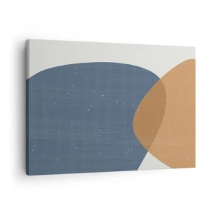Canvas picture - A minimalist geometric composition in shades of blue and orange. - 70x50cm - Ovals and Intersections - Modern wall decoration for the living room and bedroom ARTTOR