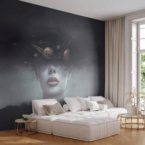 Photo Wallpaper Premium Sand - And Planets are Revolving… - Abstraction, Woman's Face, Cosmos - 350x256 cm