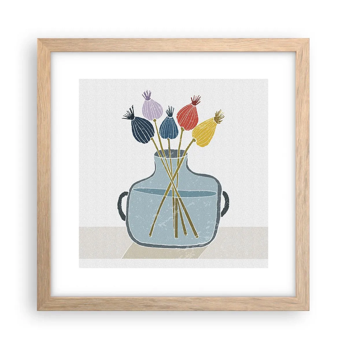 Poster in light oak frame - As Quiet as Poppies - 30x30 cm