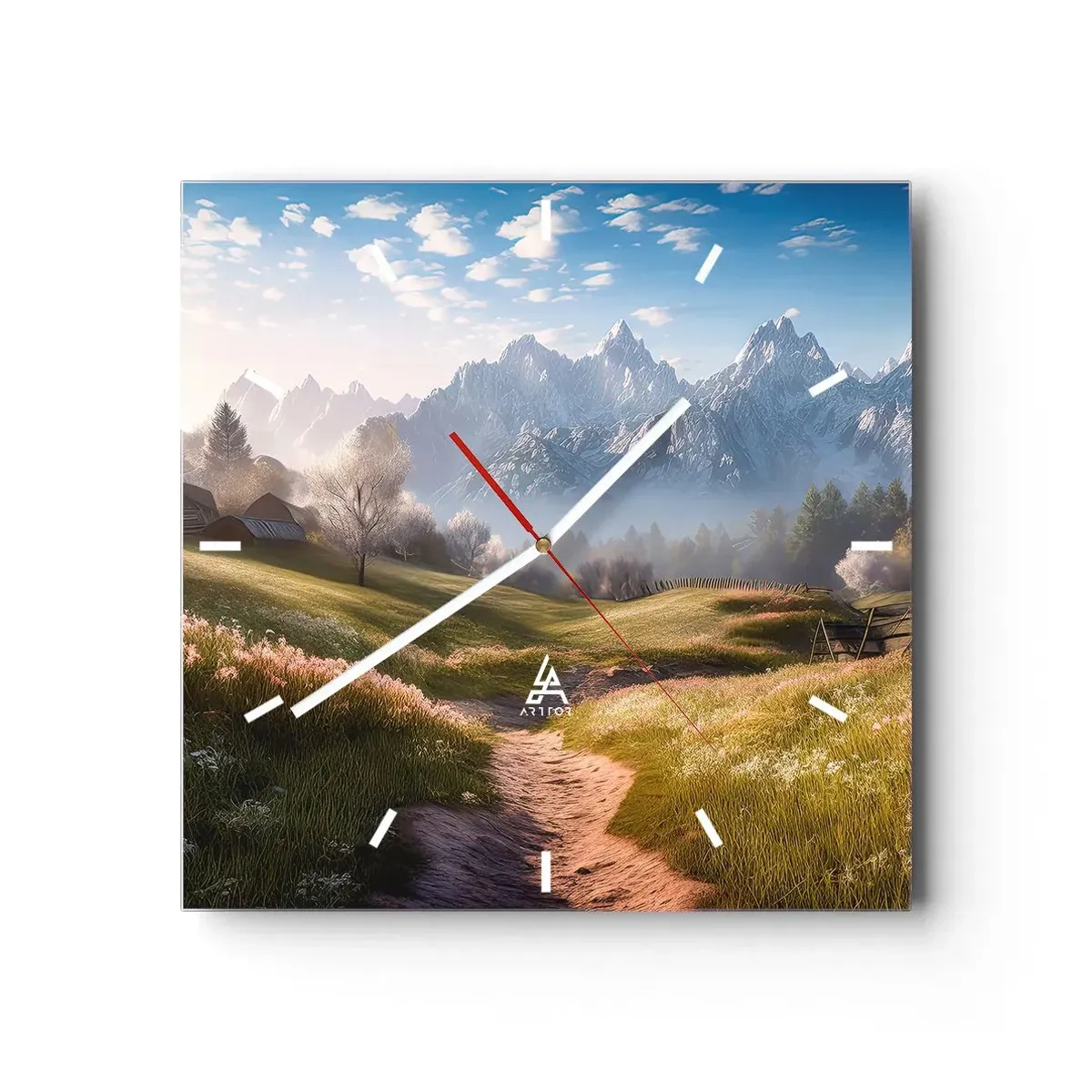 Wall clock - Clock on glass - Quiet Valley - 40x40 cm