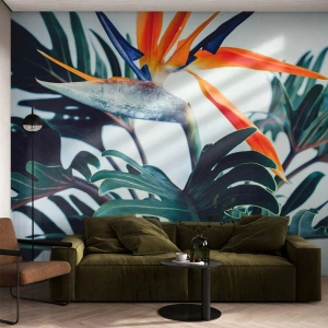 Custom Wallpaper Premium Sand - Birdy Bush - Plants, Boho, Exotic