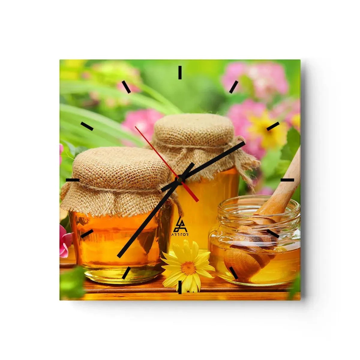 Wall clock - Clock on glass - Sweet and Flowery - 40x40 cm