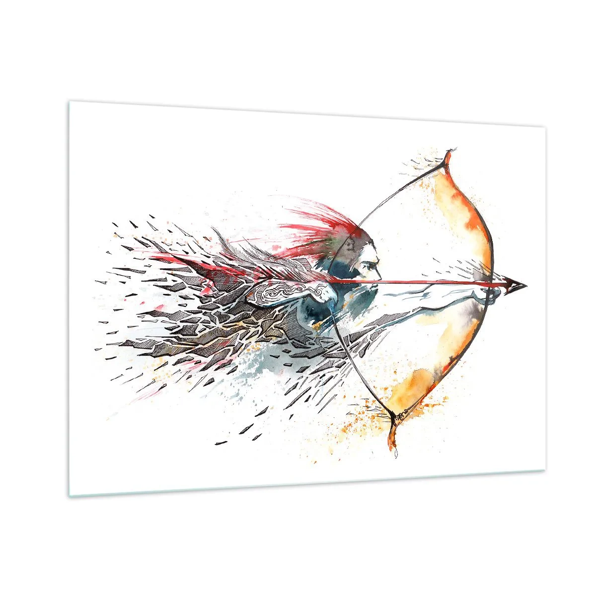 Glass picture - Mythical Warrior with a Fiery Bow - 100x70 cm
