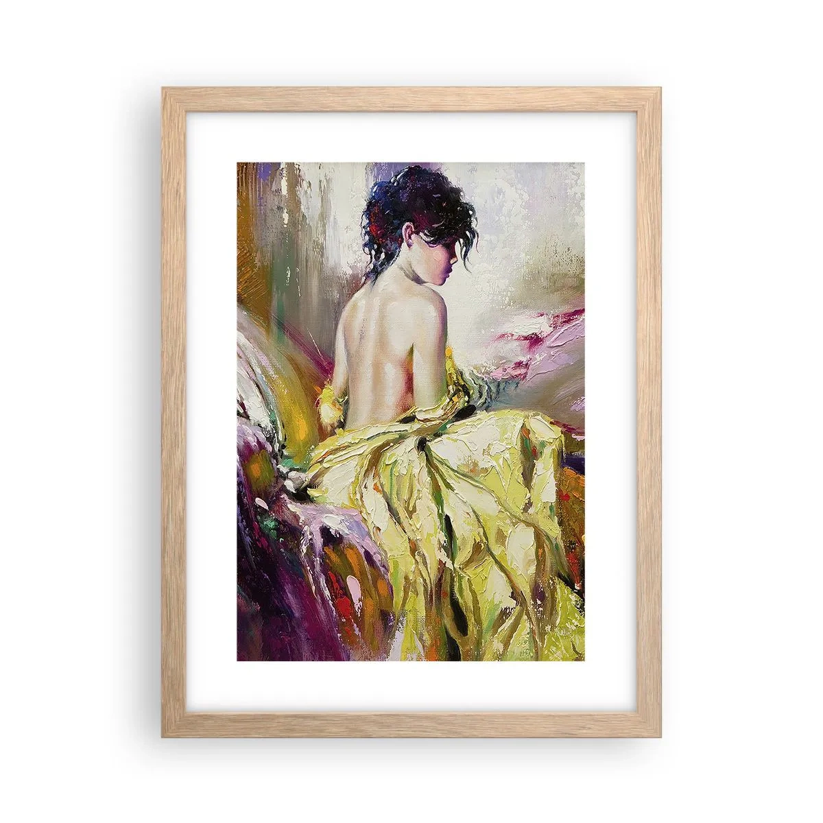 Poster in light oak frame - Graceful in Yellow - 30x40 cm