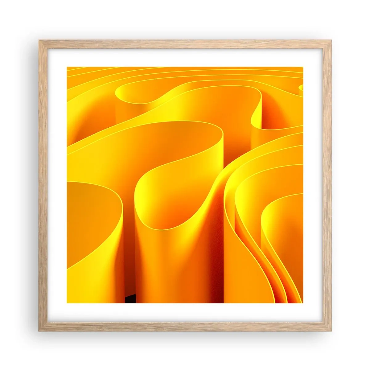 Poster in light oak frame - Like Waves of the Sun - 50x50 cm