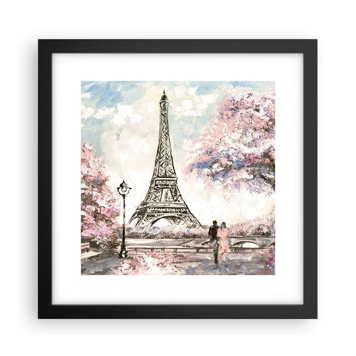 Poster in black frame - April Walk in Paris - 30x30 cm