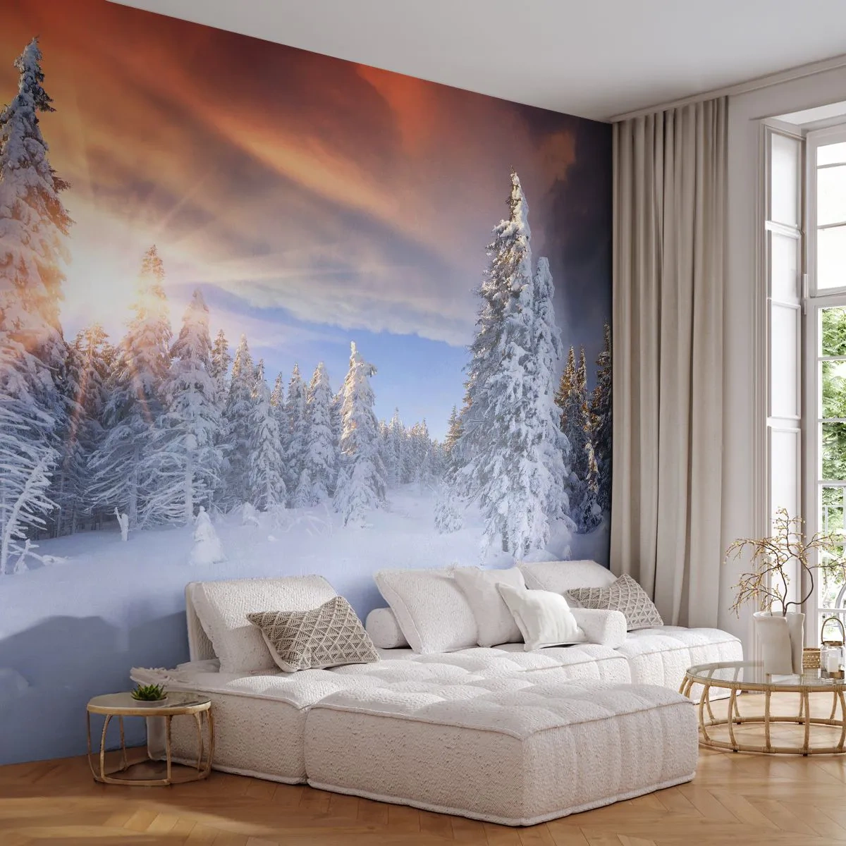 Self-Adhesive Photo Wallpaper Deluxe Sticker - Snowy Spectacle of Nature - Landscape, Forest, Winter - 250x175 cm