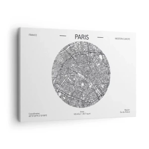 Canvas picture - Map of Paris in a minimalist style - 70x50cm - Anatomy of Paris - Modern wall decoration for the living room and bedroom ARTTOR