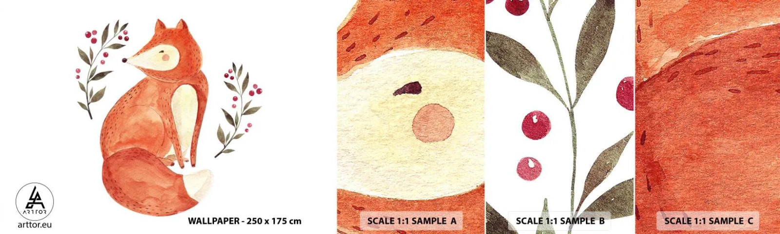 Photo Wallpaper Sample Self-Adhesive Deluxe Sticker - Small Ginger - For children, Fox, Fairy tale - 100x30 cm