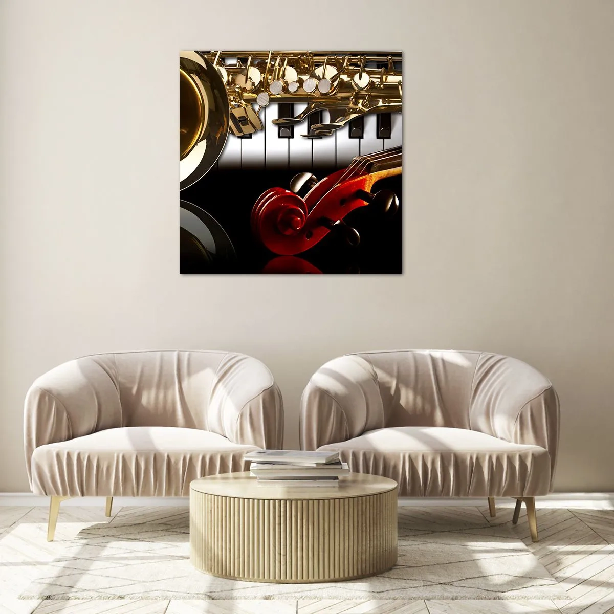 Glass picture - Tin, Wood and Ivory - 50x50 cm