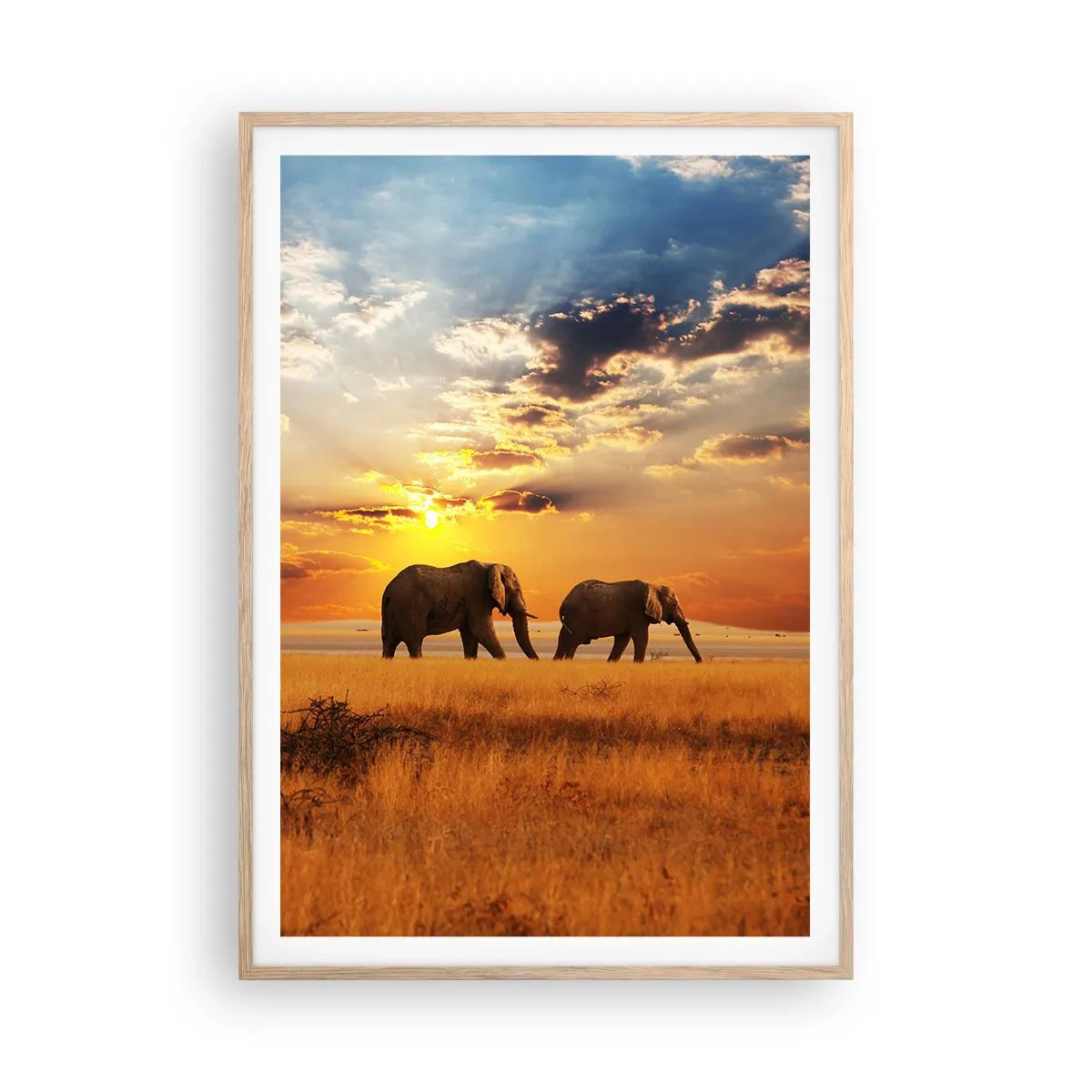 Poster in light oak frame - Family Walk - 70x100 cm