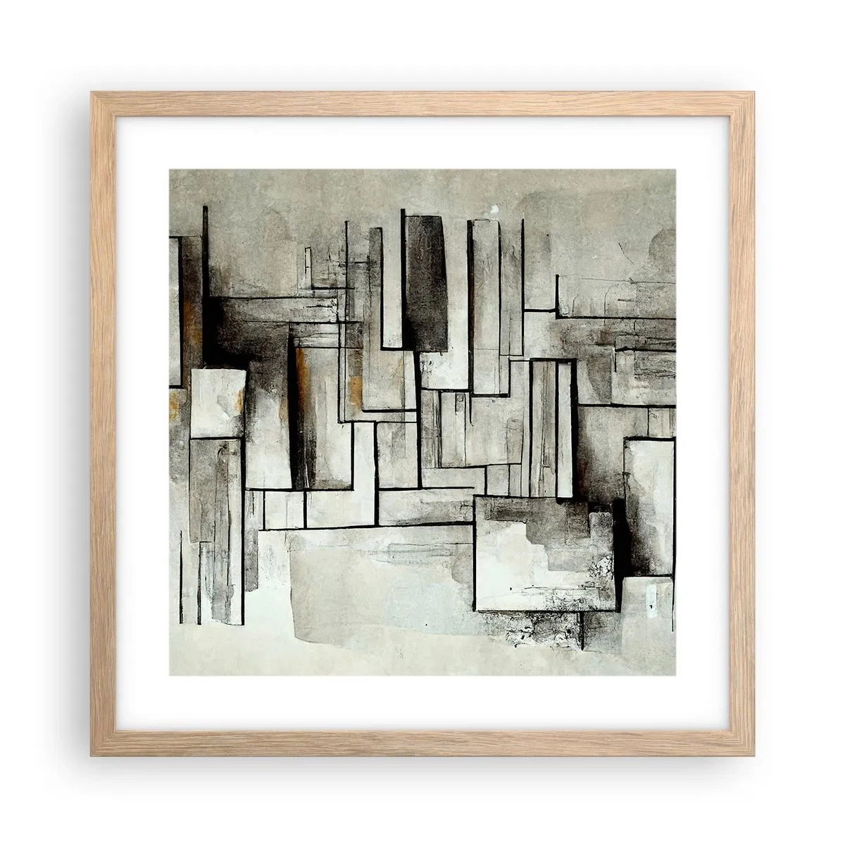 Poster in light oak frame - Power of Simplicity - 40x40 cm