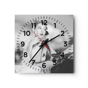 Wall clock - Clock on glass - Hello, Here Come the 50-ies - 30x30 cm