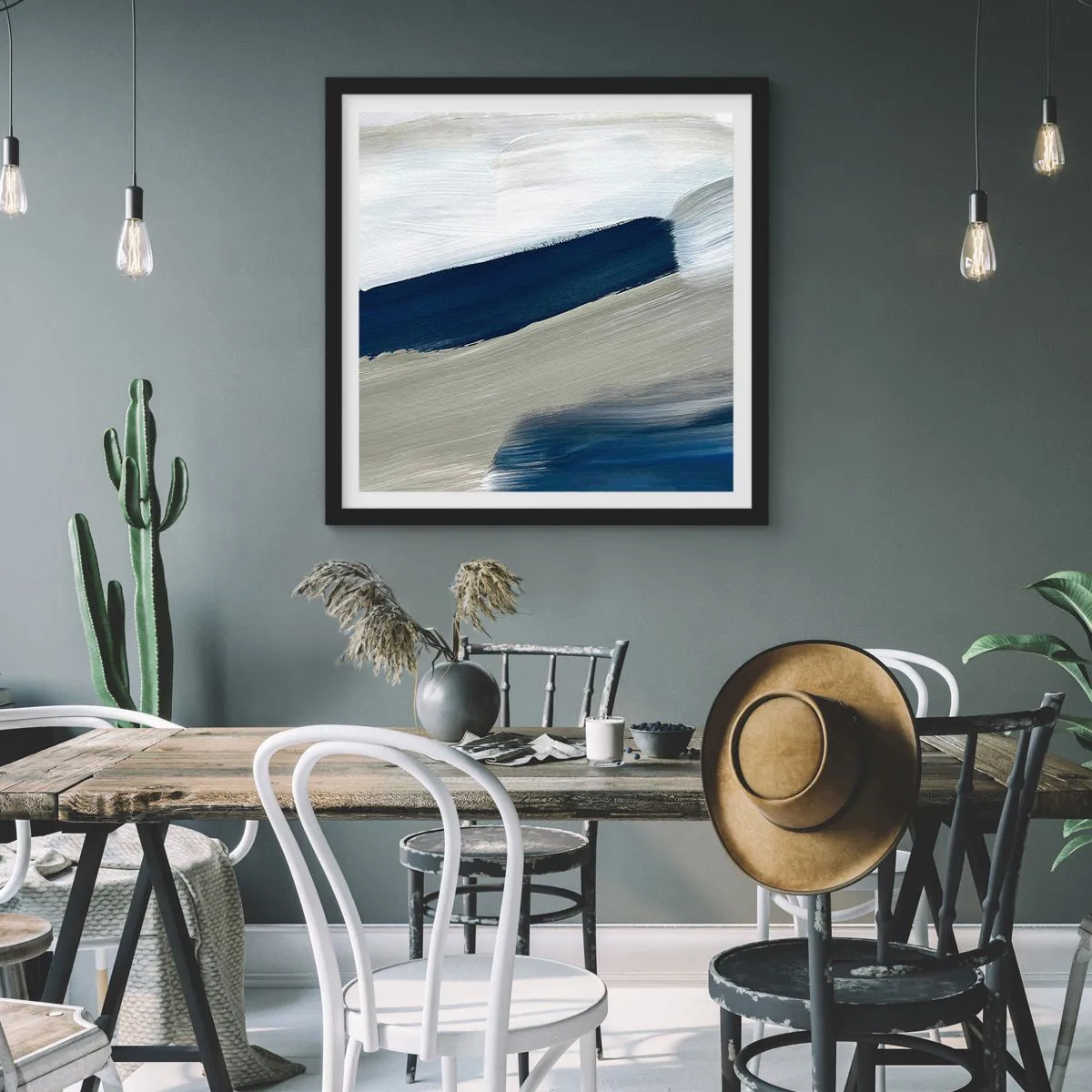 Poster in black frame - Encounter with White - 60x60 cm