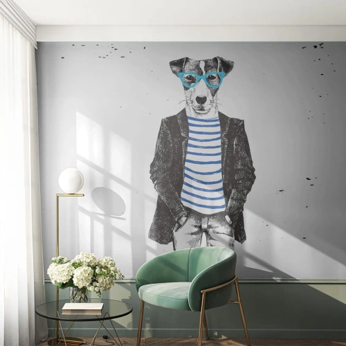 Custom Wallpaper Standard Eco - Gentleman Dog - Abstraction, Man, Dog