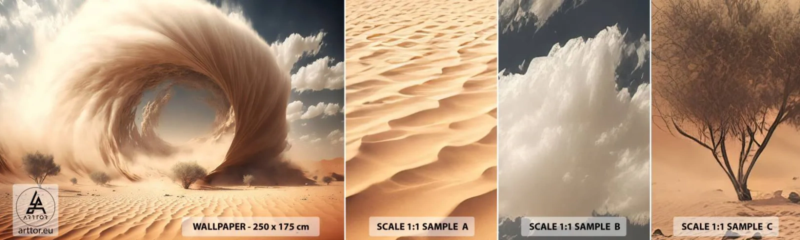 Photo Wallpaper Sample Self-Adhesive Deluxe Sticker - Open Portal - Sand, Desert, A sandstorm - 100x30 cm