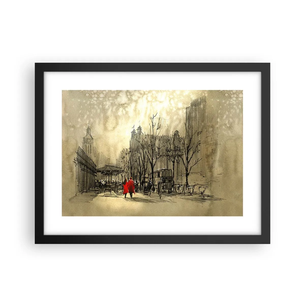 Poster in black frame - A Date in London Fog - 40x30 cm