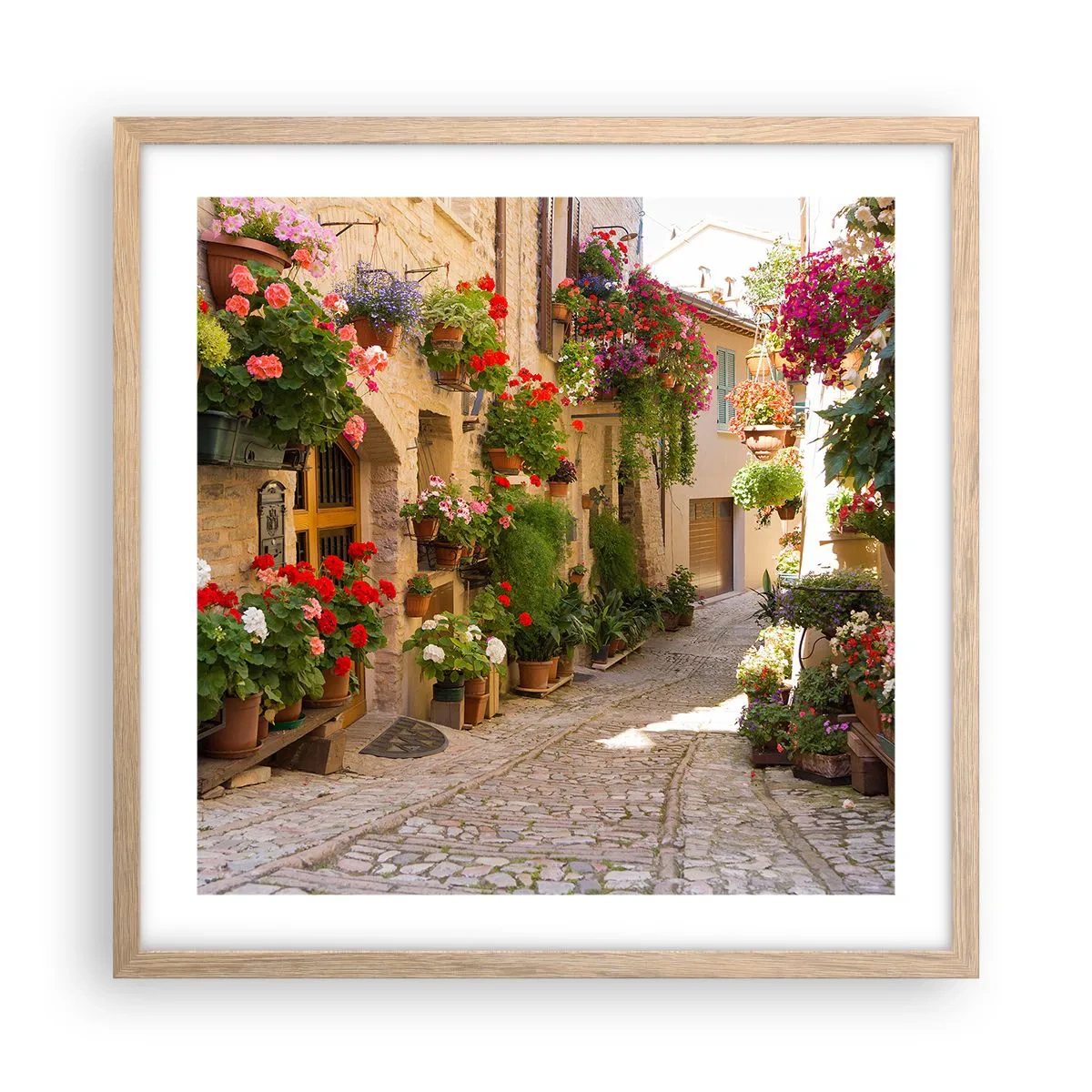 Poster in light oak frame - Flood of Flowers - 50x50 cm