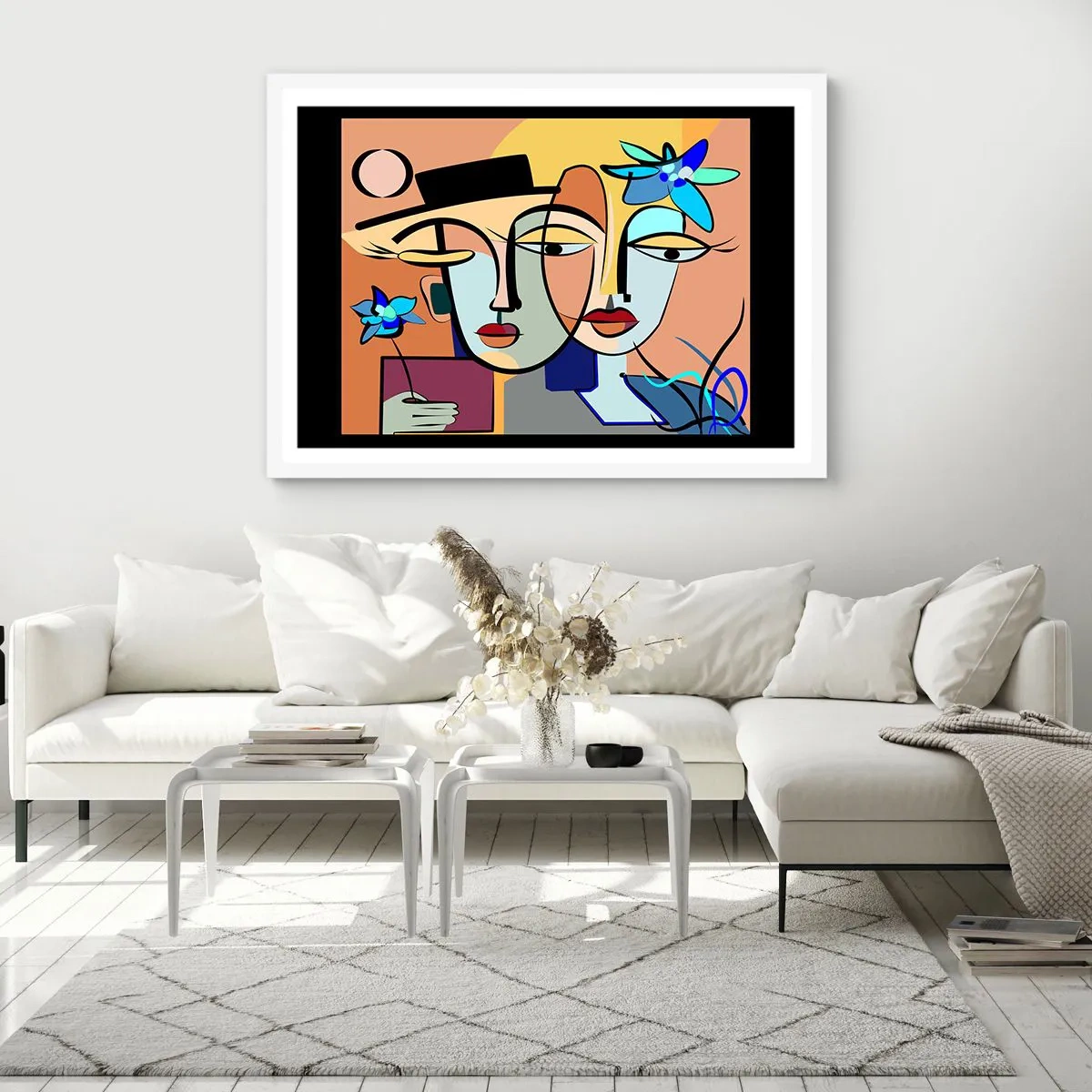 Poster in white frmae - Rendez-vous Picasso Style - 70x50 cm