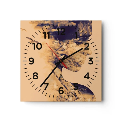 Wall clock - Clock on glass - Naturally Beautiful - 40x40 cm