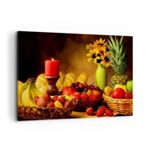 Canvas picture - Still Nature with Bread and Fruit - 100x70 cm
