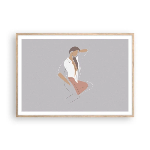 Poster in light oak frame - Outline of Charm - 100x70 cm